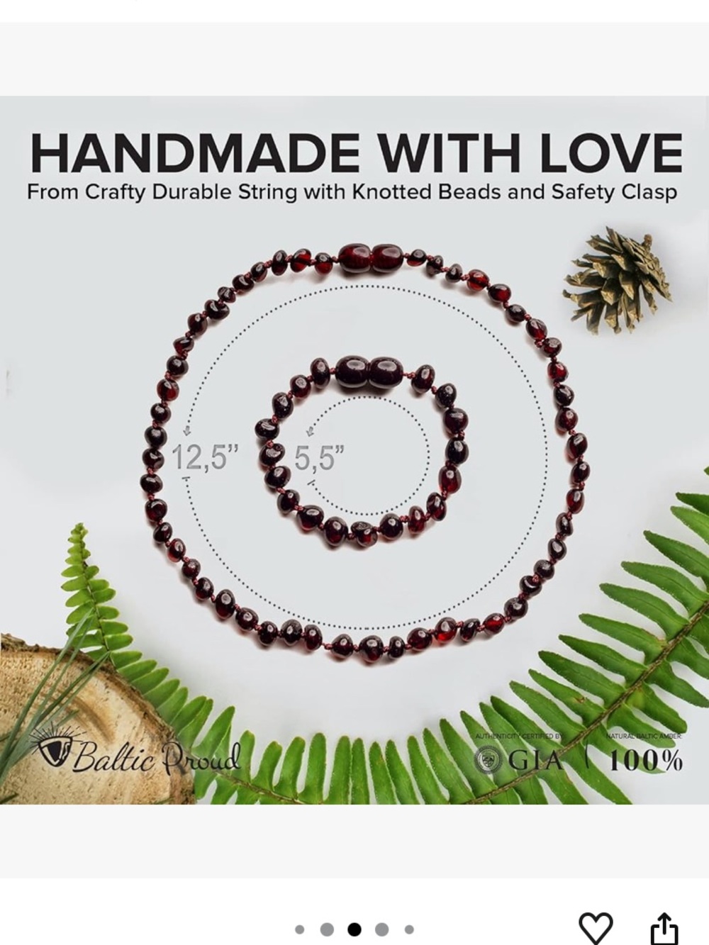 Baltic Cherry Amber Bead Necklace & Bracelet Set